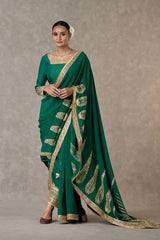 Dark Green 'Son-Patti' Saree 2