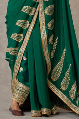 Dark Green 'Son-Patti' Saree 2