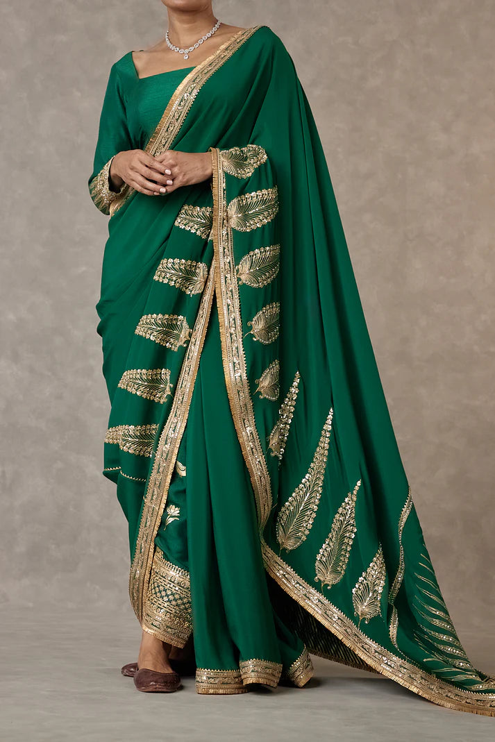 Dark Green 'Son-Patti' Saree 1