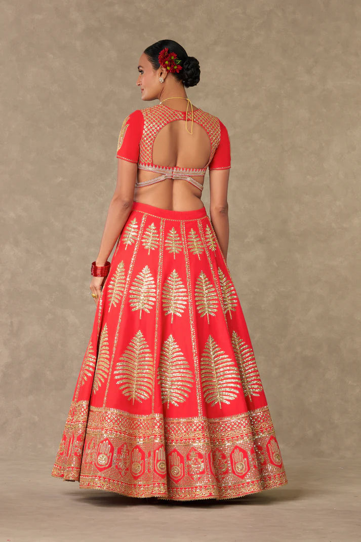 Red Paan Patti Lehenga Set 1