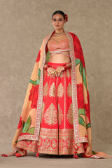 Red Paan Patti Lehenga Set 1