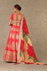 Red Paan Patti Lehenga Set 1