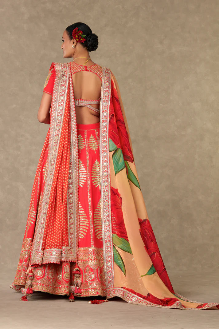 Red Paan Patti Lehenga Set 1
