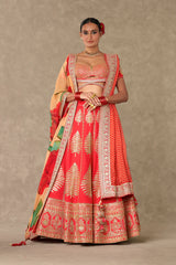 Red Paan Patti Lehenga Set 1
