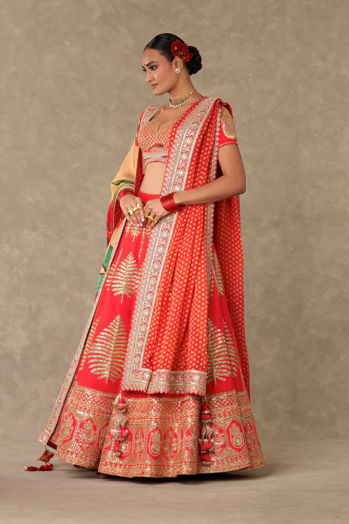 Red Paan Patti Lehenga Set 2