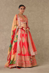 Red Paan Patti Lehenga Set 2
