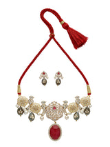 Xago Ruby-Accent Polki Choker Necklace Set