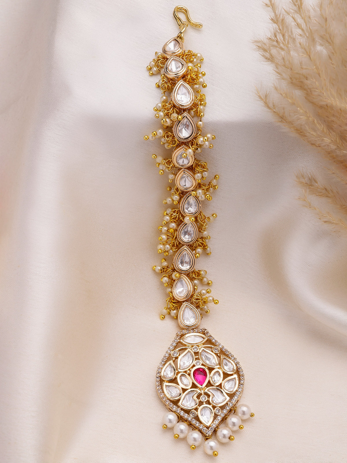 Xago Bridal Kundan Pearl Maang Tikka for Women
