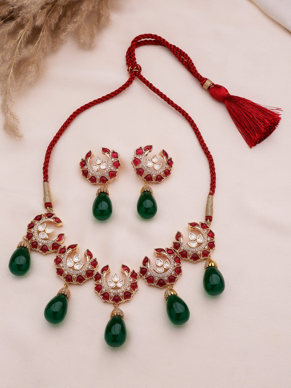 Xago Ruby and Emerald Choker Set with Teardrop Accents