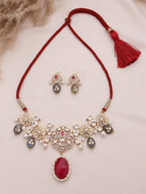 Xago Ruby-Accent Polki Choker Necklace Set