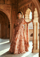 Powder pink organza embroidered anarkali set