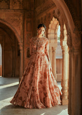 Powder pink organza embroidered anarkali set