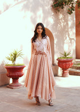 Powder pink chanderi embroidered kurta set