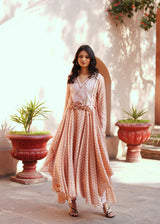 Powder pink chanderi embroidered kurta set