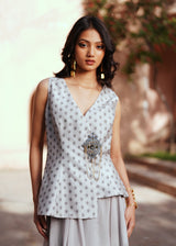 Grey waist coat and skirt set