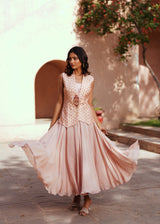 Powder pink waist coat and skirt set