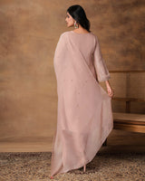Pastel Pink silk embroidered kurta set