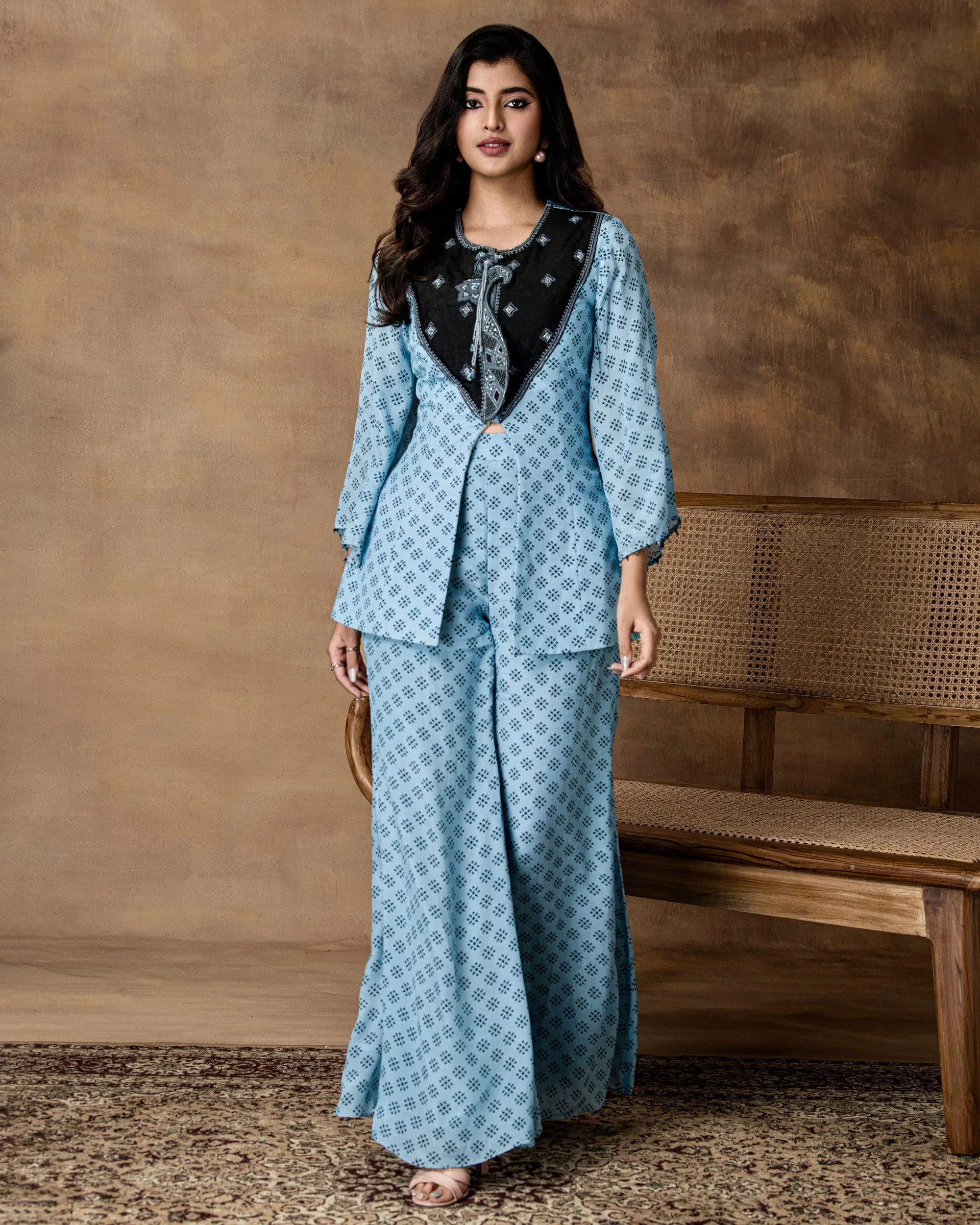 Powder Blue Peplum Co-Ord Set
