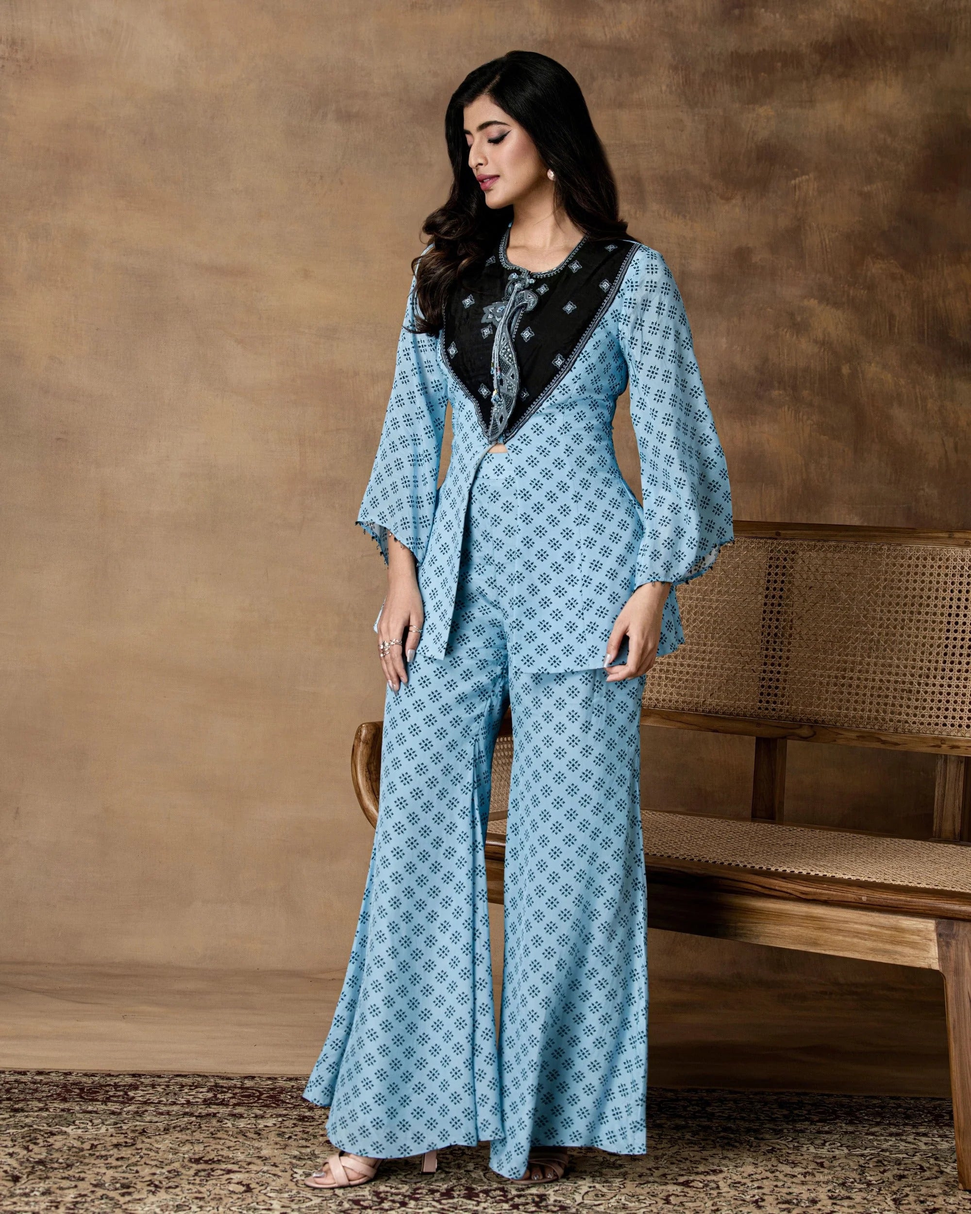 Powder Blue Peplum Co-Ord Set