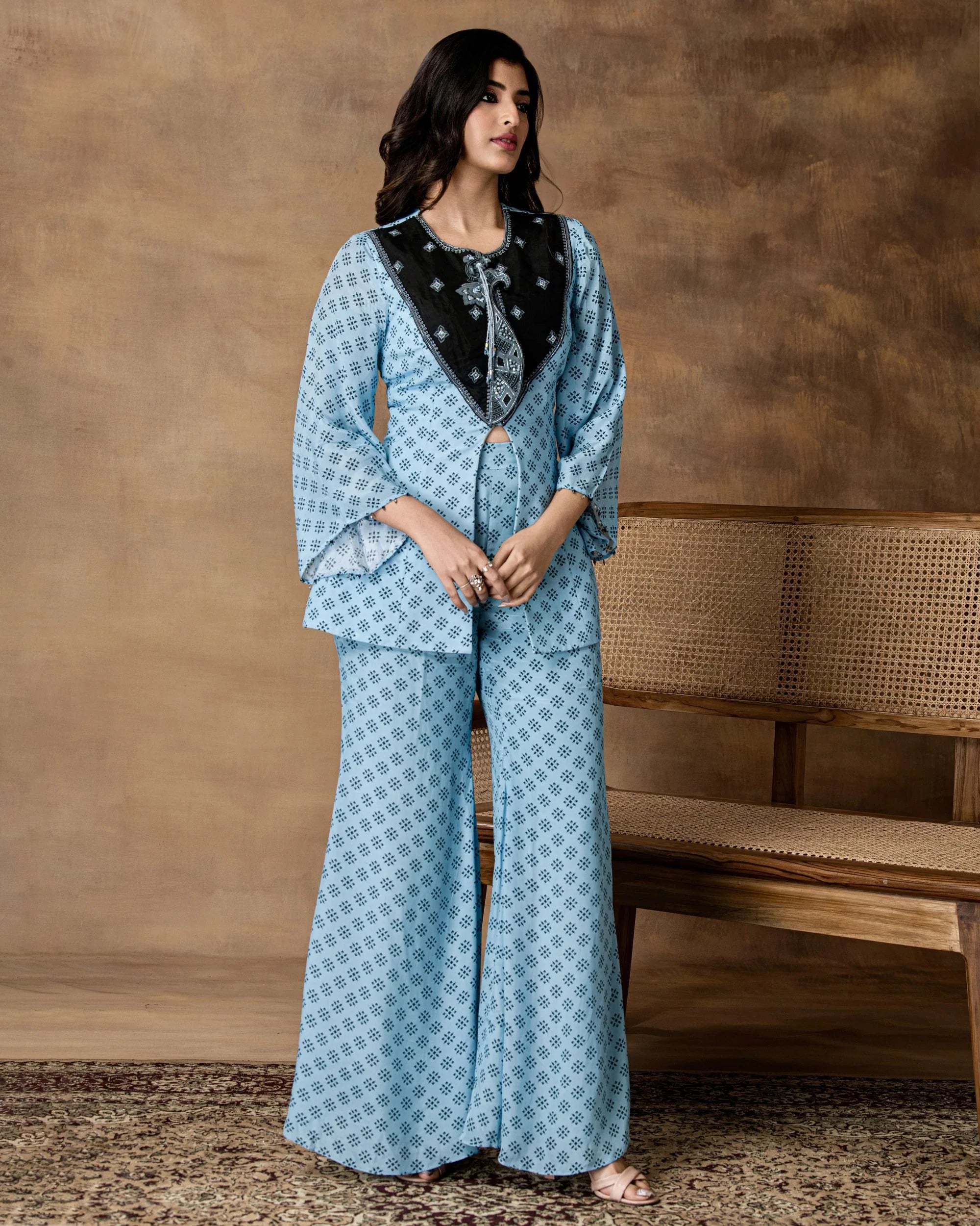 Powder Blue Peplum Co-Ord Set