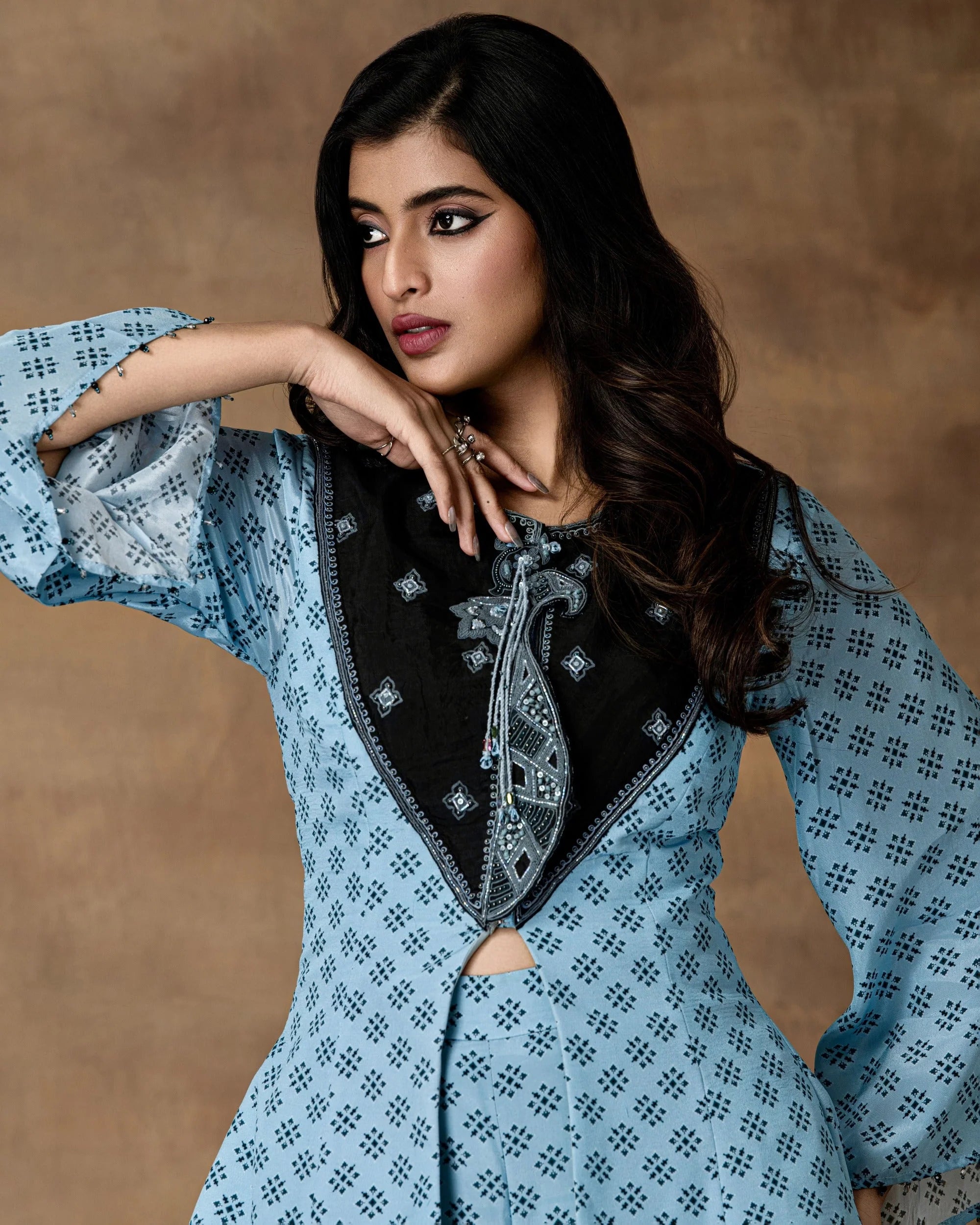Powder Blue Peplum Co-Ord Set