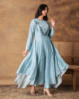 Powder Blue Assymetric Kurta set