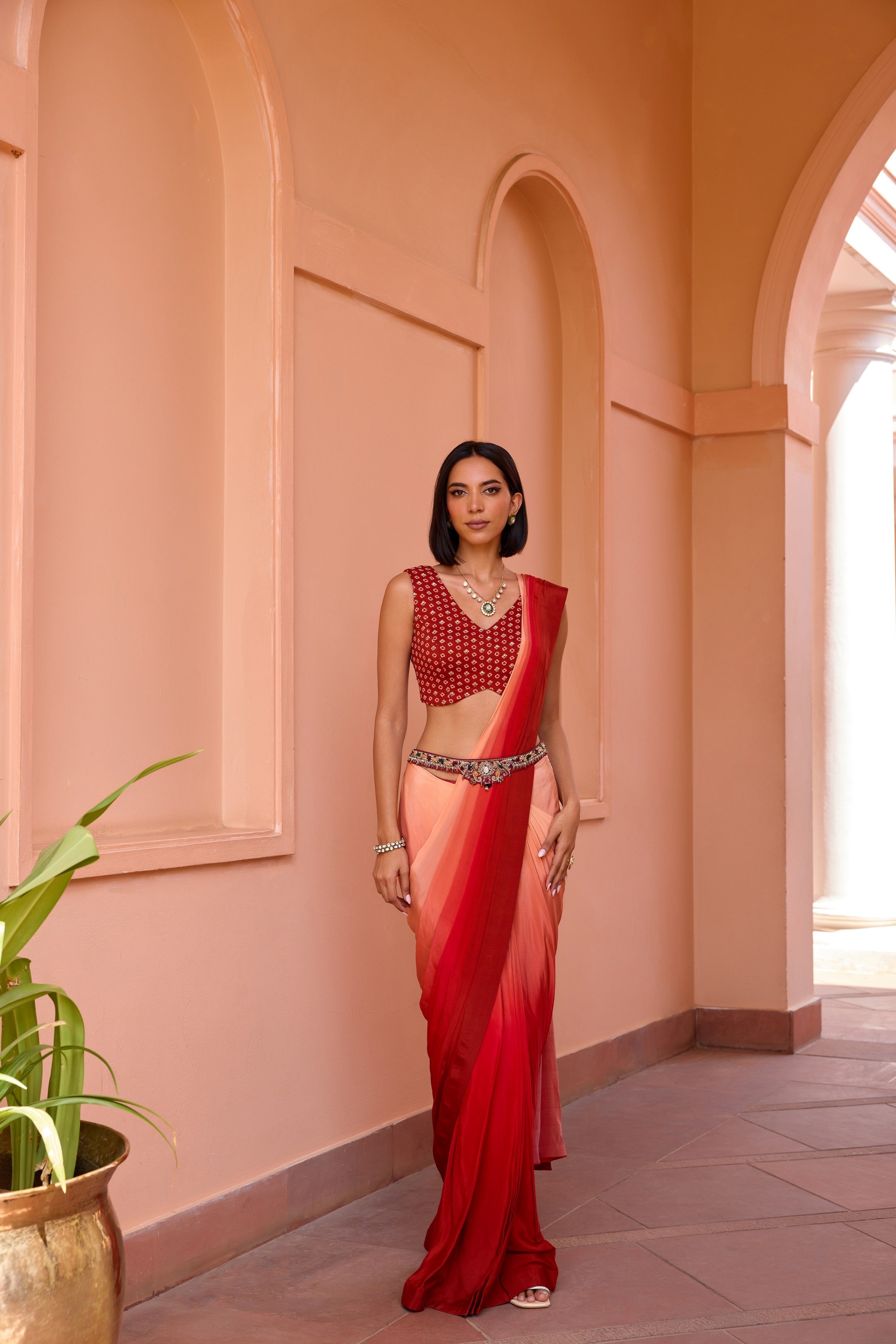 Firoza pre stitched saree