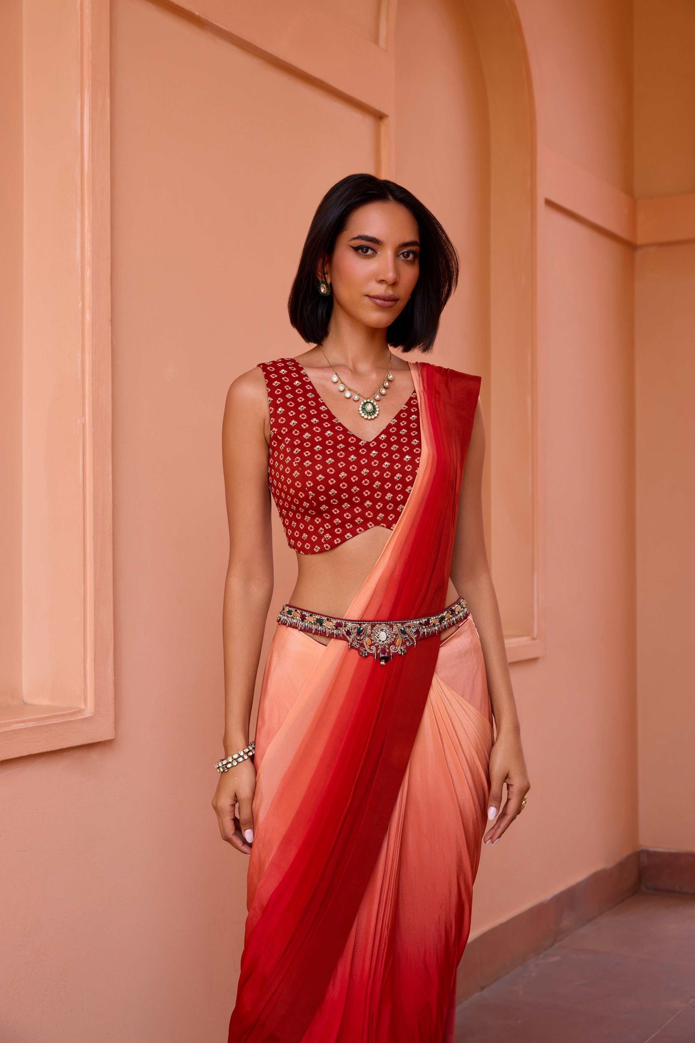 Firoza pre stitched saree