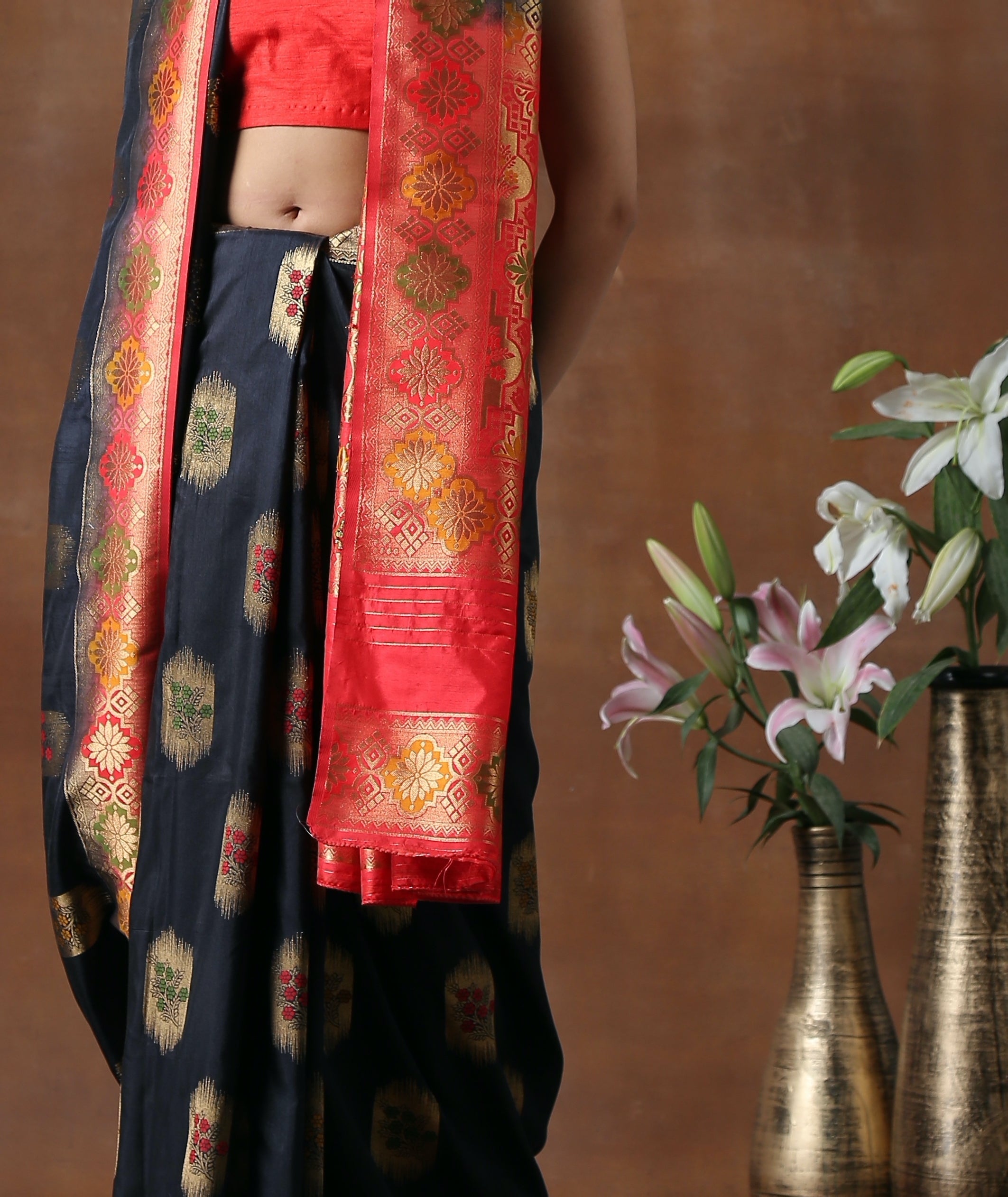Black Katan Silk Banarasi Handloom Saree