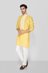 Golden Yellow Hand Block Printed Short Kurta Set