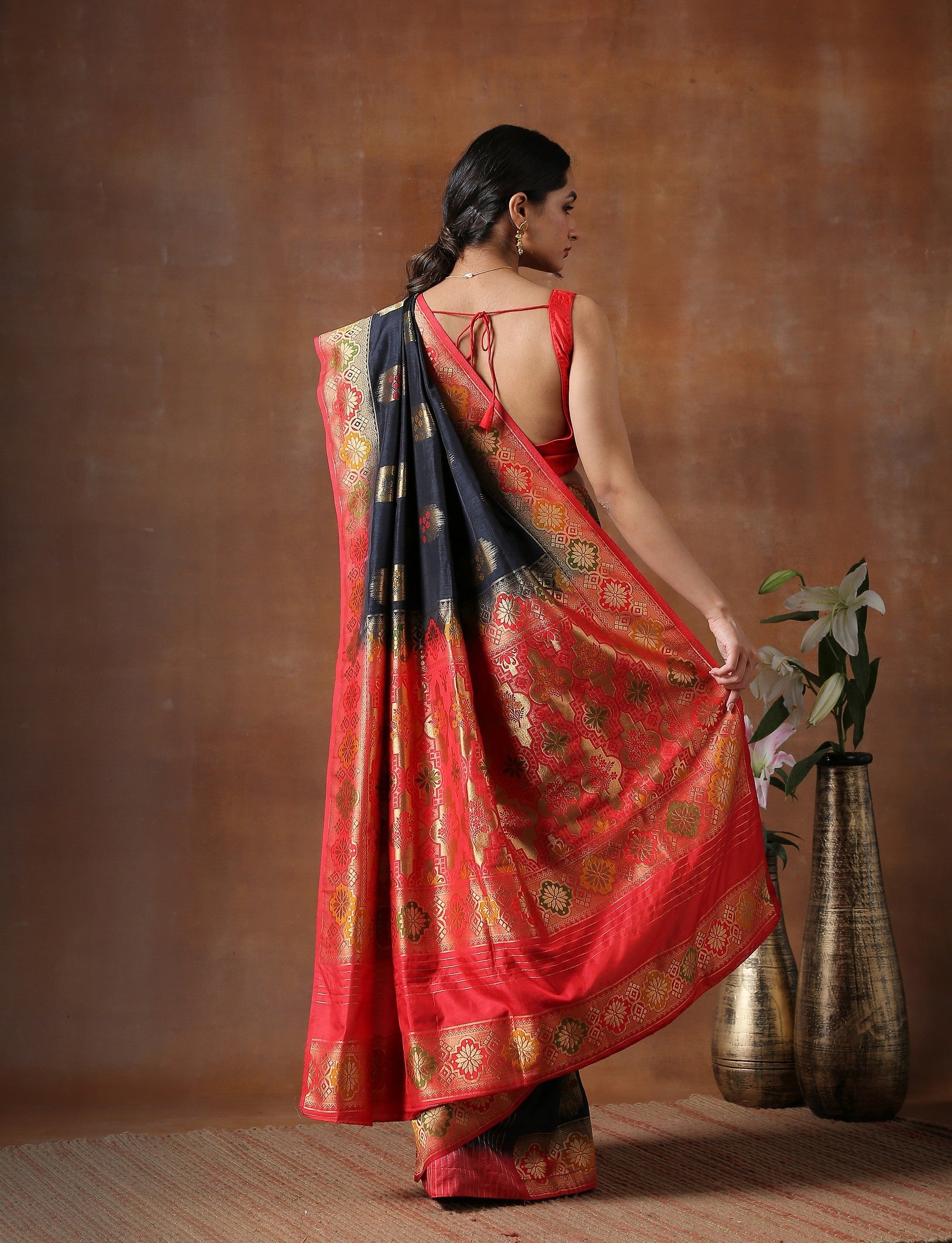 Black Katan Silk Banarasi Handloom Saree