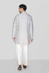 Grey Hand Block Printed Short Kurta Set