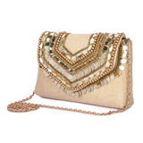 Boho gold beige clutch
