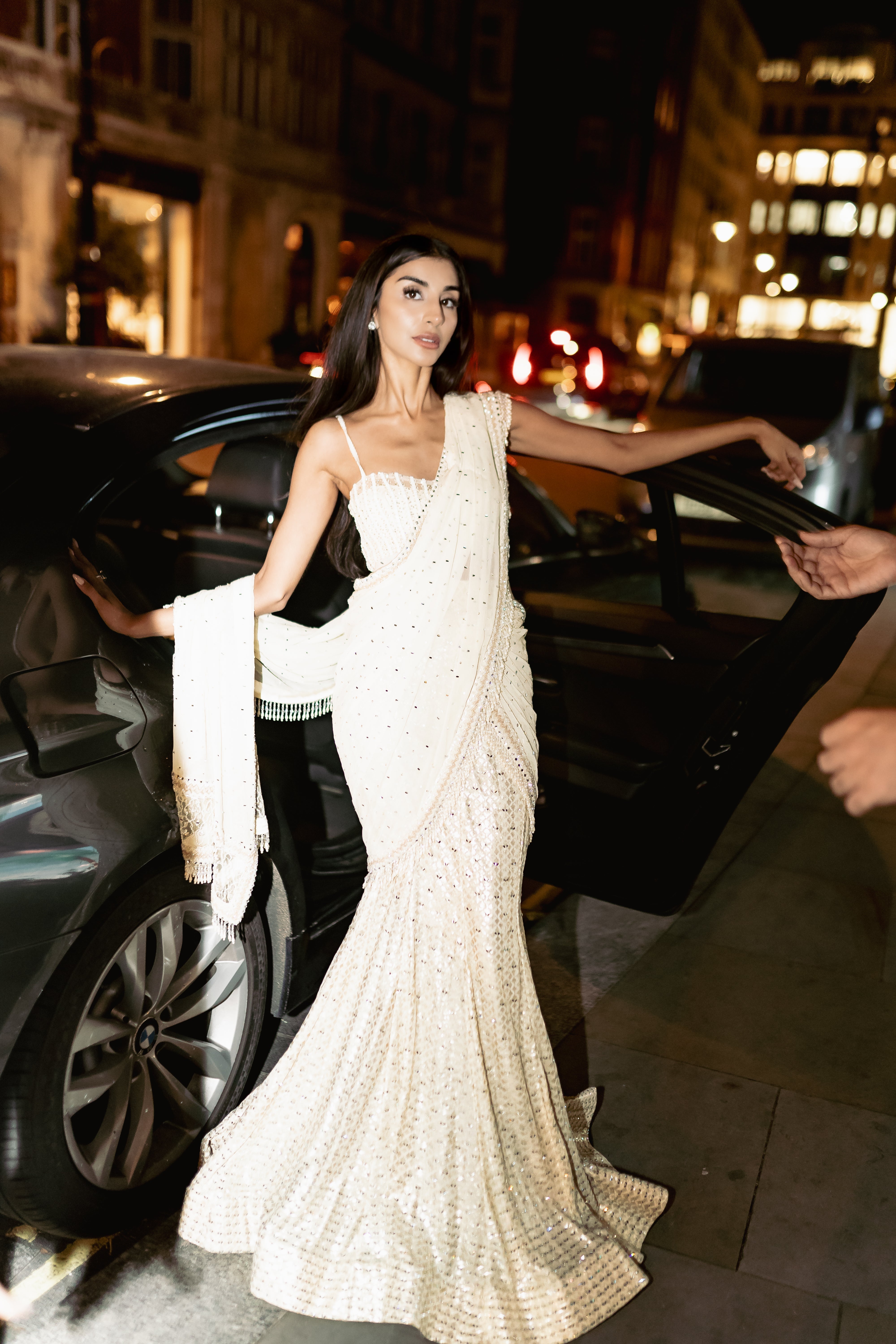 Ivory Drape saree