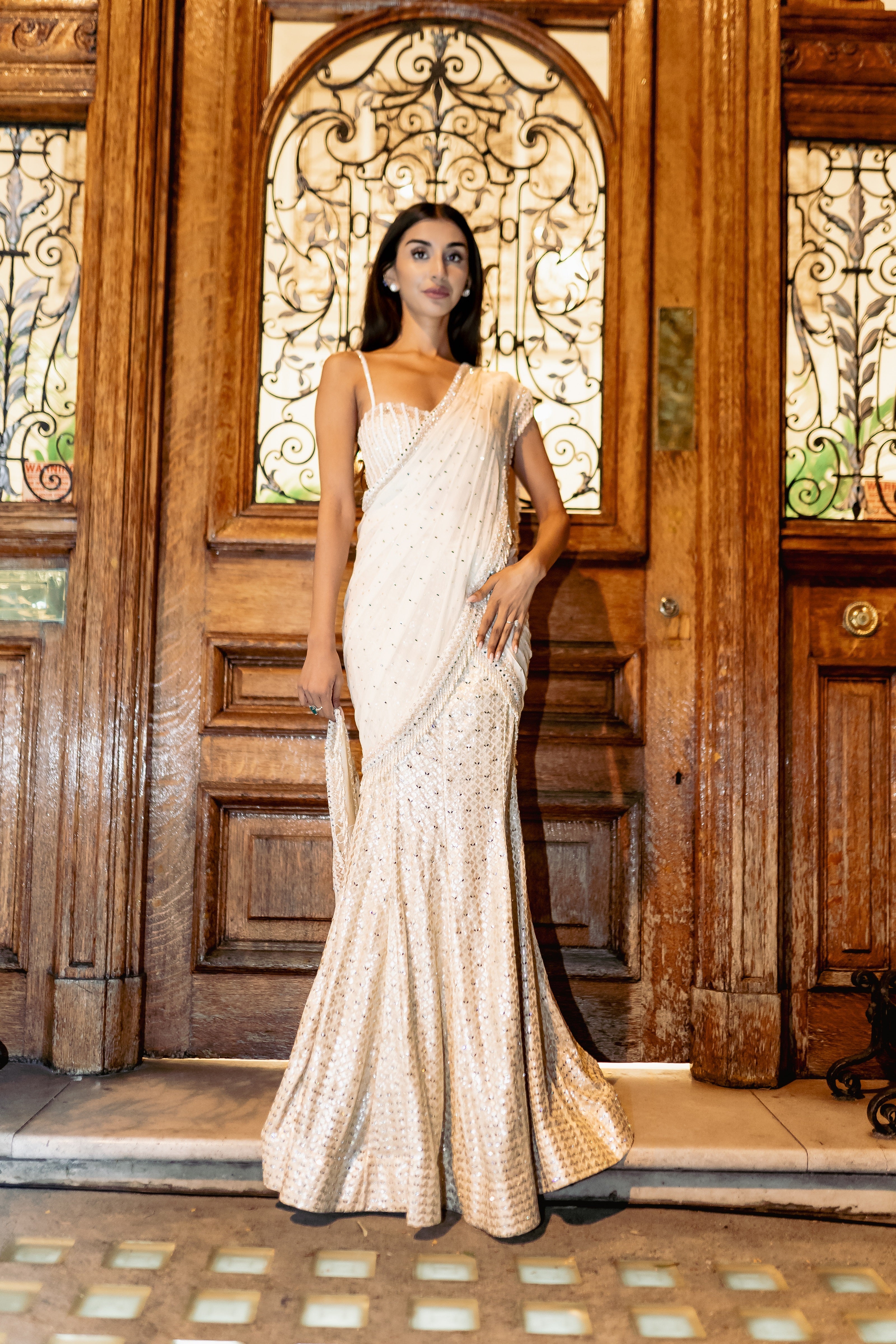 Ivory Drape saree