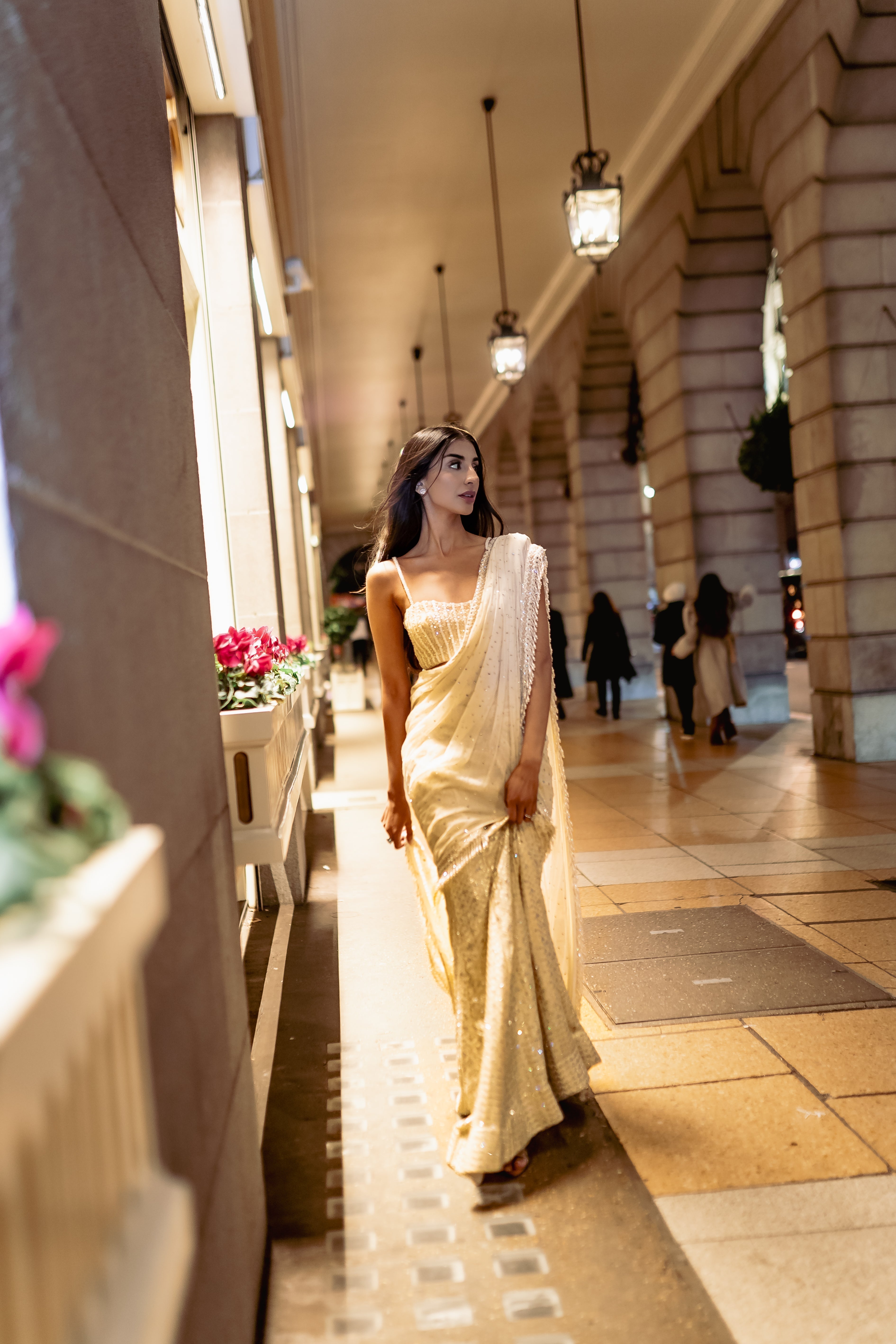 Ivory Drape saree