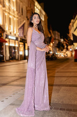 Lavender sequins pearl saree