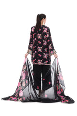 Black Embroiderd Floral Short Kurta Set