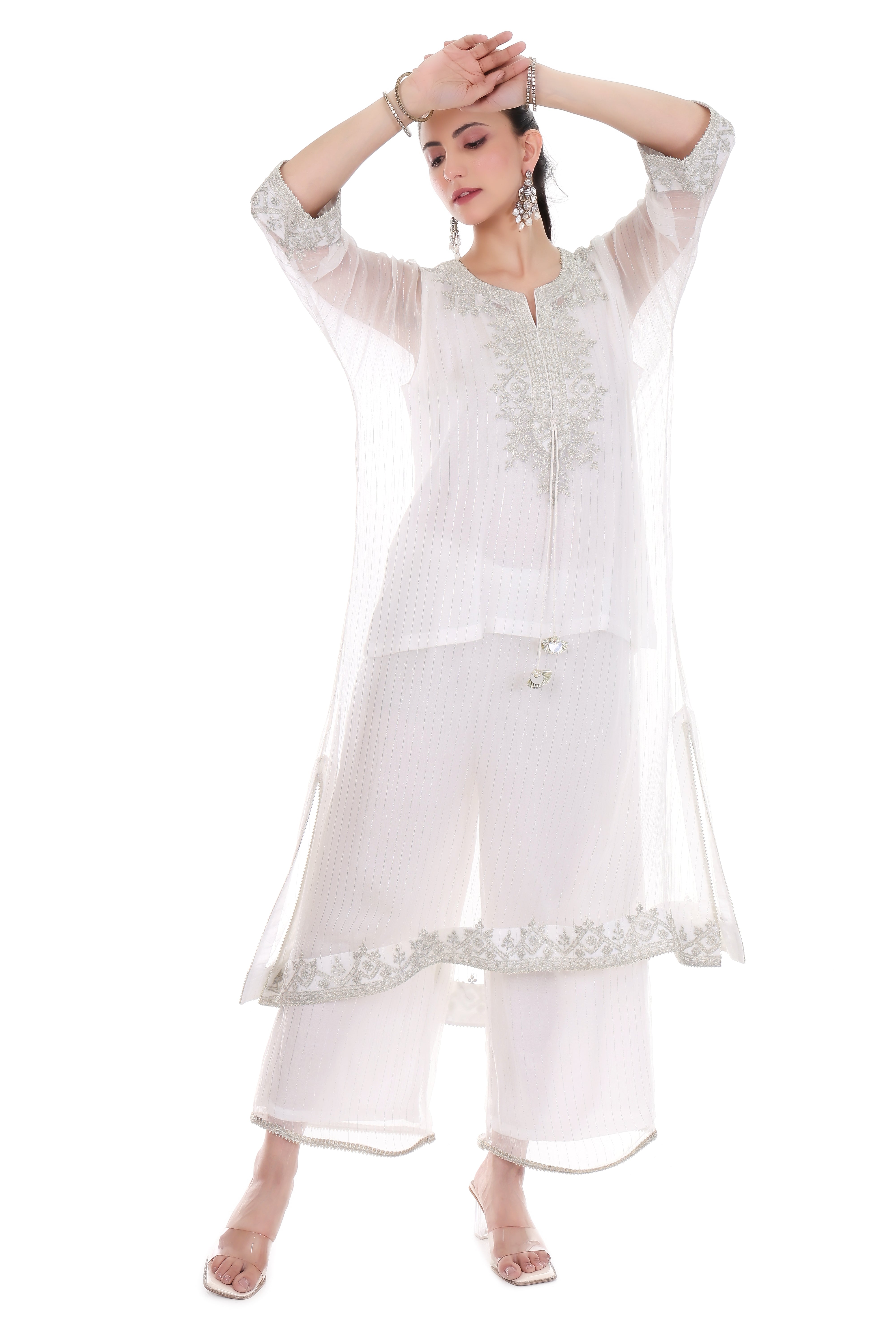 White Embroidered Kaftaan Set