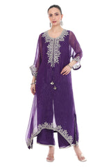 Purple Embroidered Kaftaan Set
