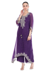 Purple Embroidered Kaftaan Set