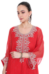 Red Embroidered Kaftaan Set