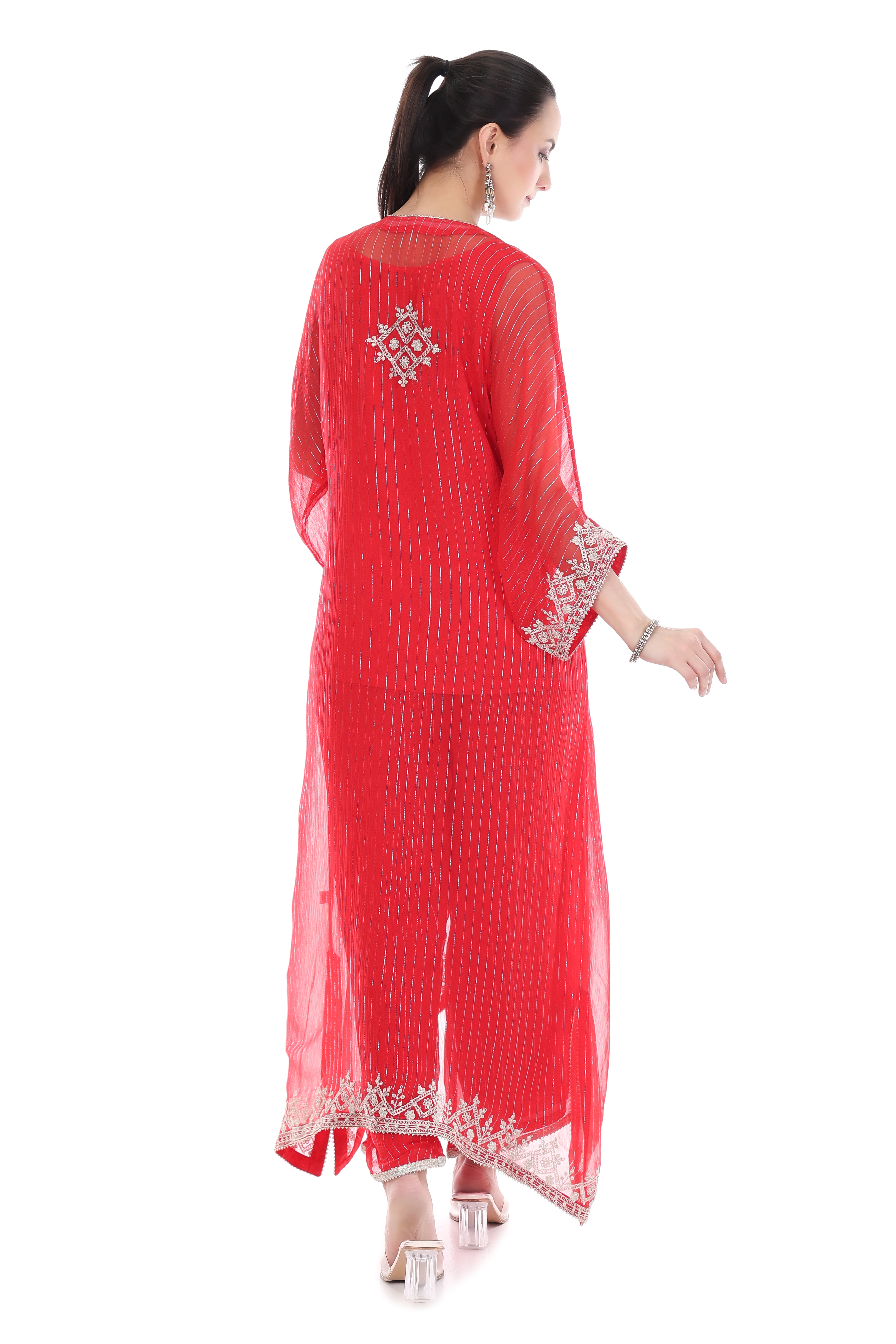 Red Embroidered Kaftaan Set