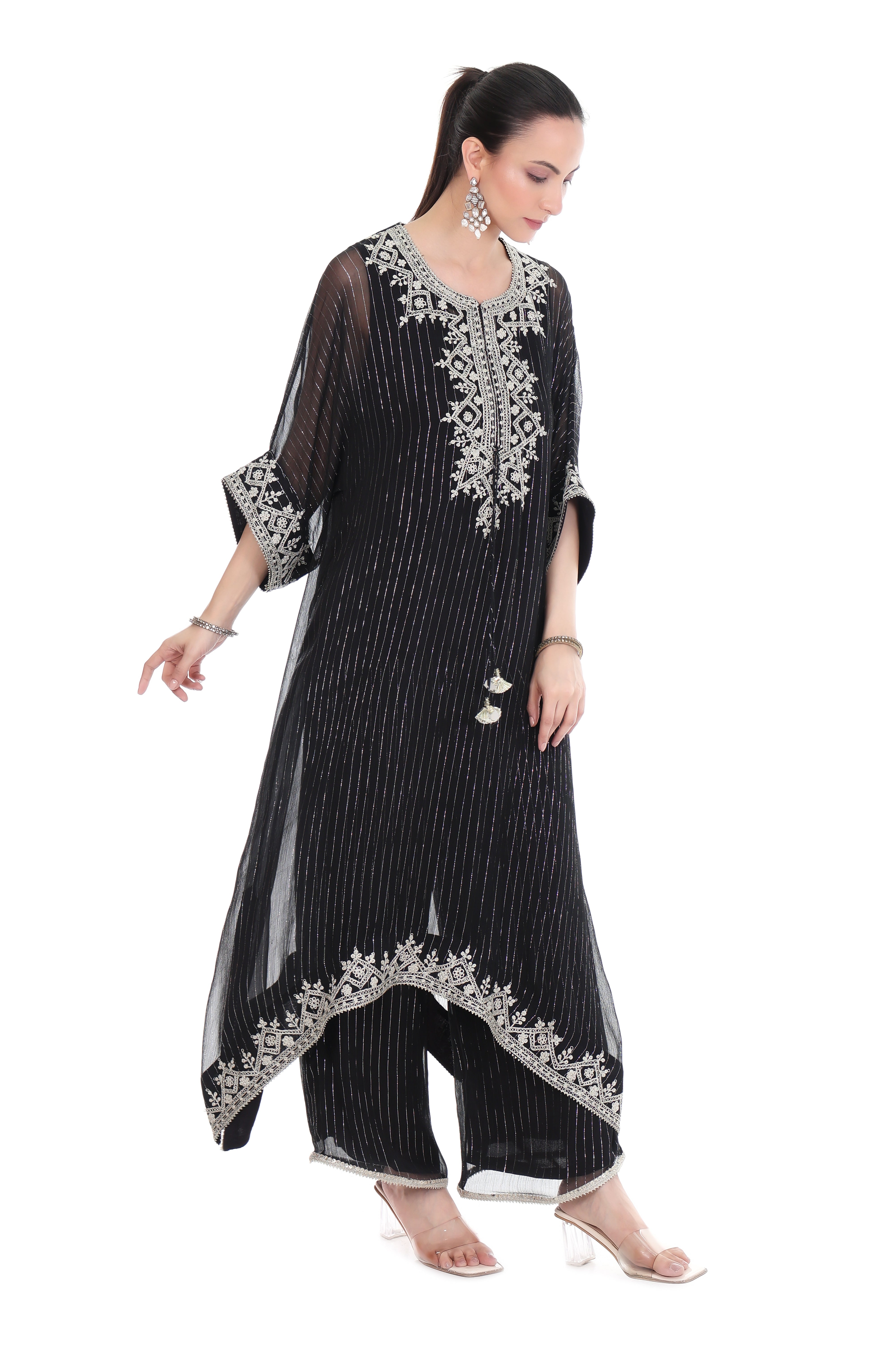 Black Embroidered Kaftaan Set
