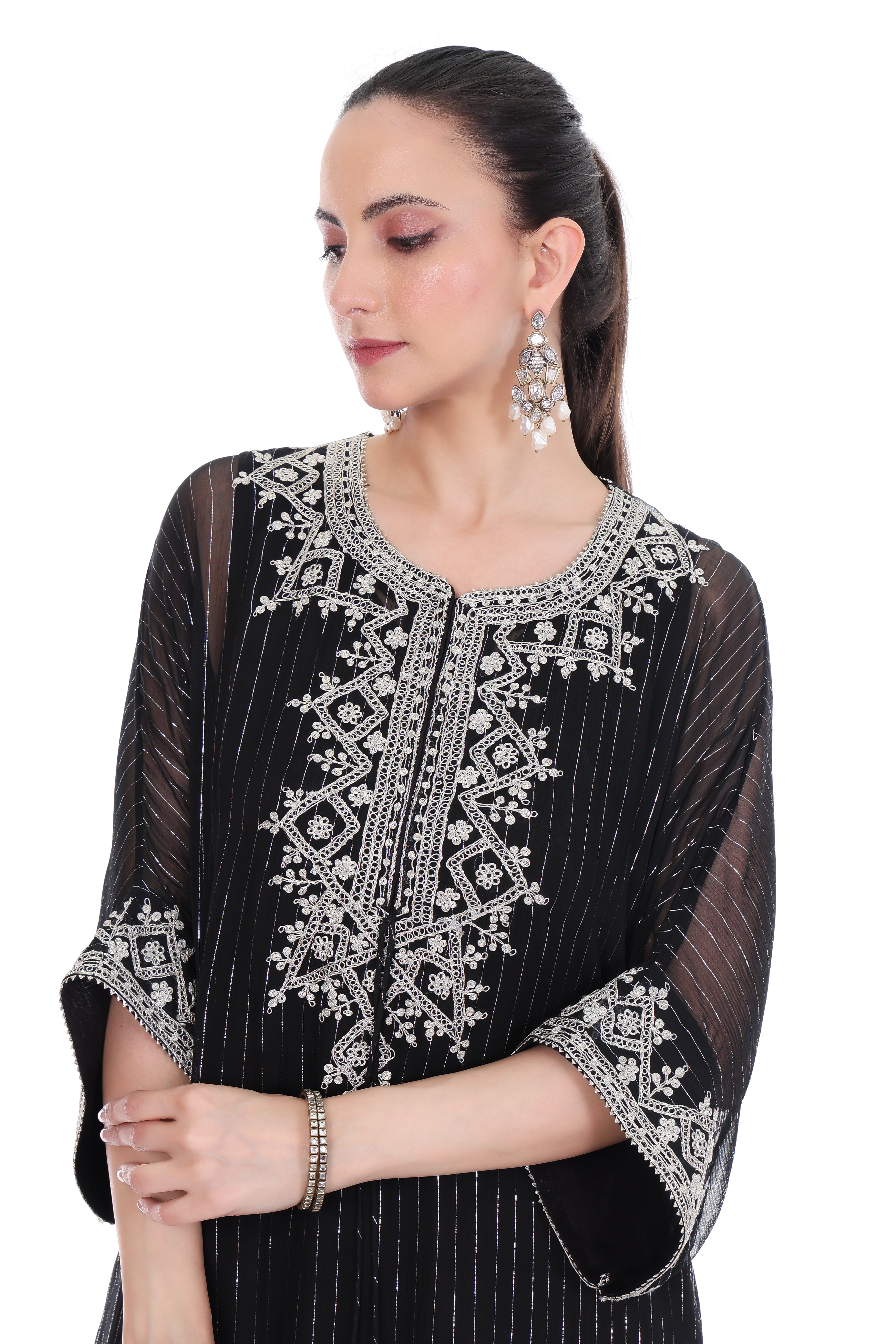 Black Embroidered Kaftaan Set
