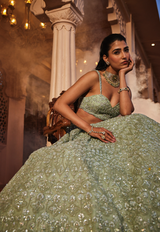 Mint embroidered lehenga