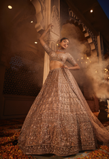 Dust peach organza lehenga