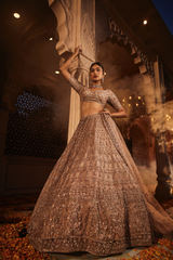 Dust peach organza lehenga