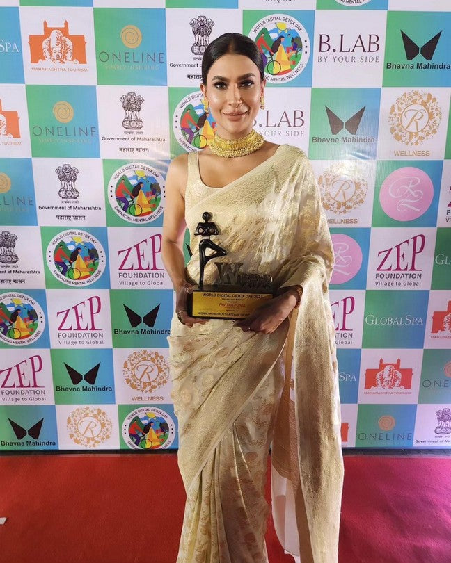 Cream Pure Khaddi georgette Banarasi handloom Saree