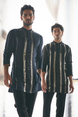 Blue gicha metal sequins kurta